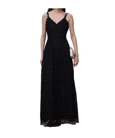 Dior Iviera Embroidered Long Dress In Black