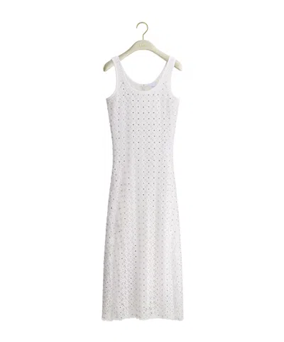Dior Iviera Embroidered Mid-length Dress In White