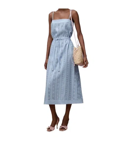 Dior Iviera Embroidered Mid-length Straight Dress In Blue