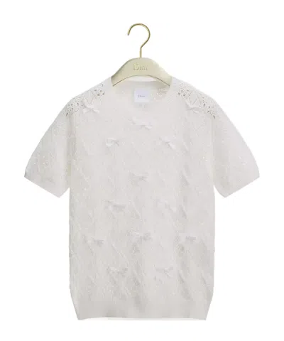 Dior Iviera Embroidered Short-sleeved Sweater In Animal Print