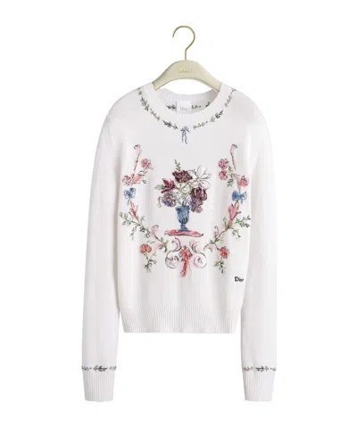 Dior Iviera Embroidered Sweater In White