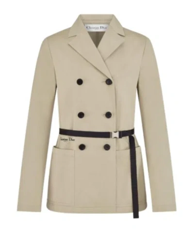 Dior Iviera Fitted Belted Jacket In Brown