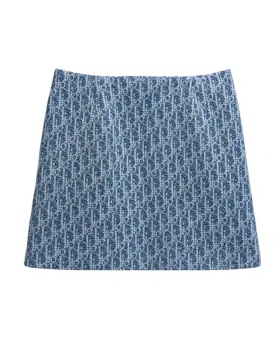 Dior Iviera Flared Miniskirt In Blue
