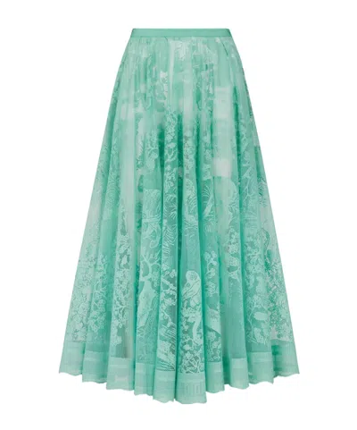 Dior Iviera Flared Mid-length Skirt In Green