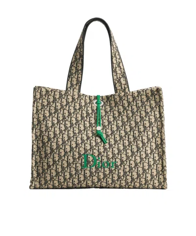 Dior Iviera Large Spongy Book Tote In Black