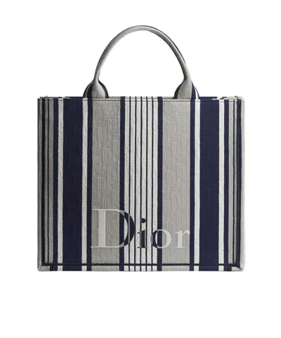 Dior Iviera Medium  Book Tote With Strap In Gray