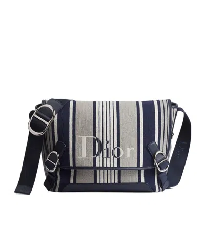 Dior Iviera Medium  Jett Messenger Bag With Flap In Grey And Blue