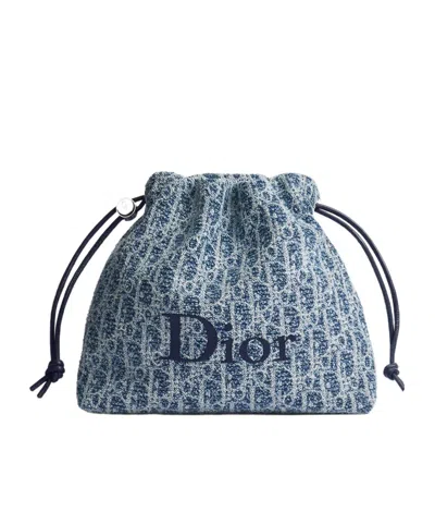 Dior Iviera Medium Travel Last Minute Pouch In Blue