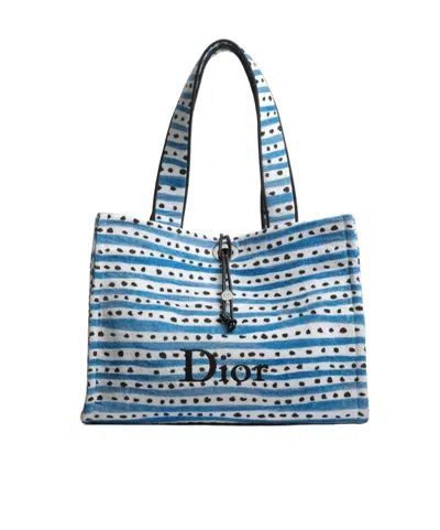 Dior Iviera Medium Spongy Book Tote In Blue
