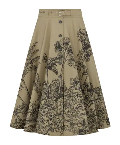Dior Iviera Mid-length Belted Skirt In Brown