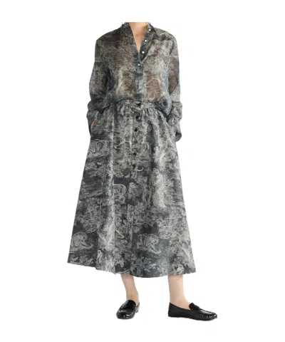 Dior Iviera Mid-length Flared Skirt In Gray