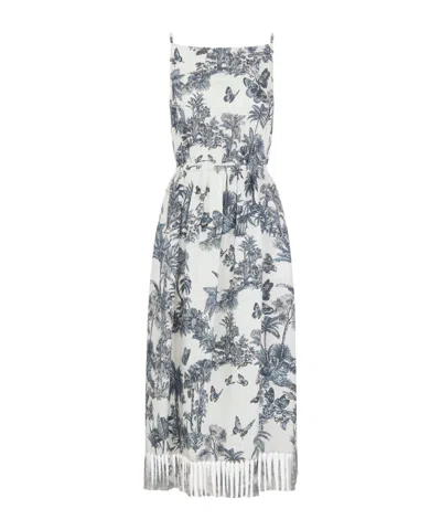 Dior Iviera Mid-length Fringed Dress In Gray