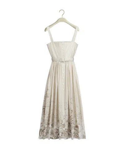 Dior Iviera Mid-length Belted Dress In Neutral