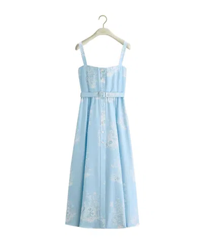 Dior Iviera Mid-length Belted Dress In Blue