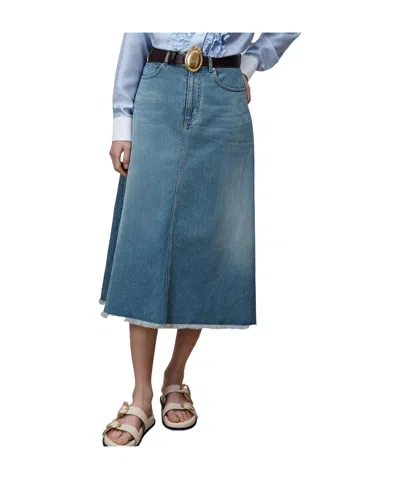 Dior Iviera Mid-length Flared Skirt In Blue