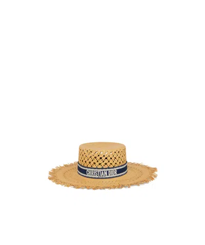 Dior Iviera Naughtily-d Narrow-rimmed Hat In Nude
