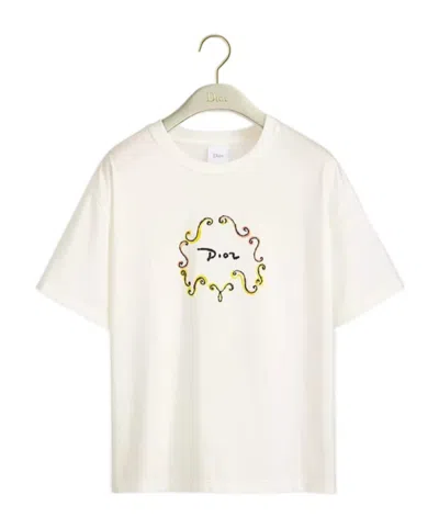 Dior Iviera Oversized Embroidered T-shirt In White