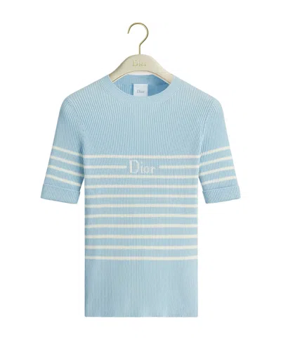 Dior Iviera Short-sleeved Fitted Sweater In Blue