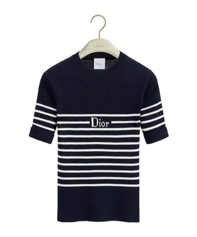 Dior Iviera Short-sleeved Fitted Sweater In Blue