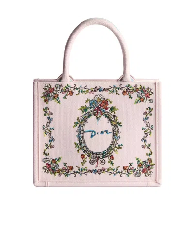 Dior Iviera Small  Book Tote With Strap In White
