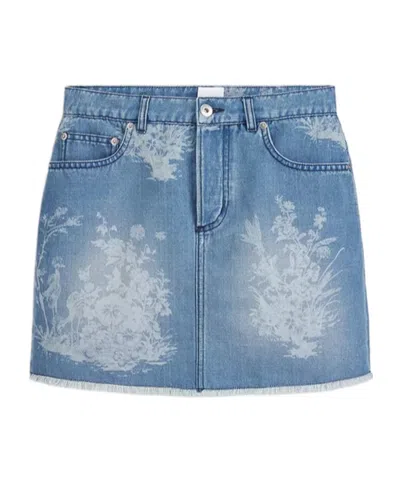 Dior Iviera Straight Miniskirt In Blue