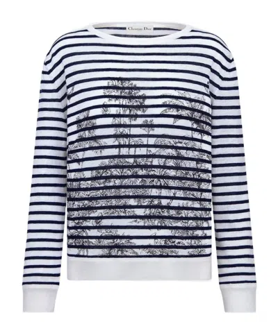 Dior Iviera Sweater In Navy Blue And White