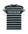 Dior Iviera Sweater With Laced Cap Sleeves In Navy Blue And White