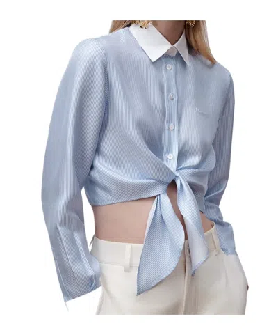 Dior Iviera Tied Cropped Blouse In Blue