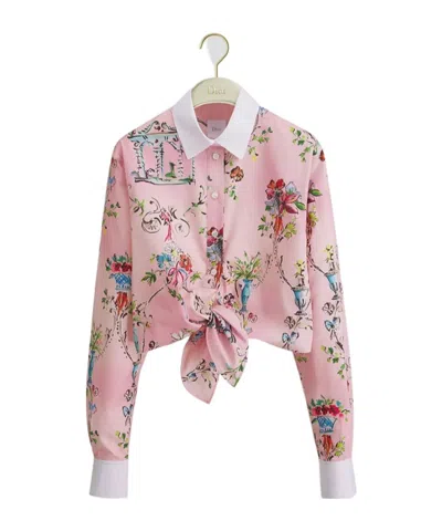Dior Iviera Tied Cropped Blouse In Pink