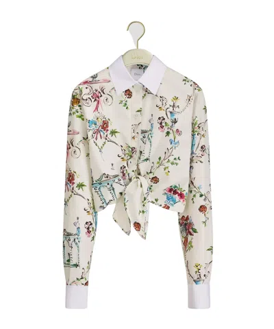 Dior Iviera Tied Cropped Blouse In White
