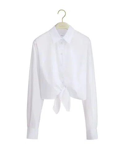 Dior Iviera Tied Cropped Blouse In White