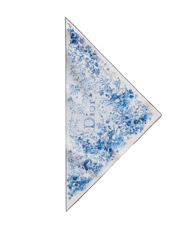 Dior Iviera Toile De Jouy Floral Garden Triangle Scarf In White