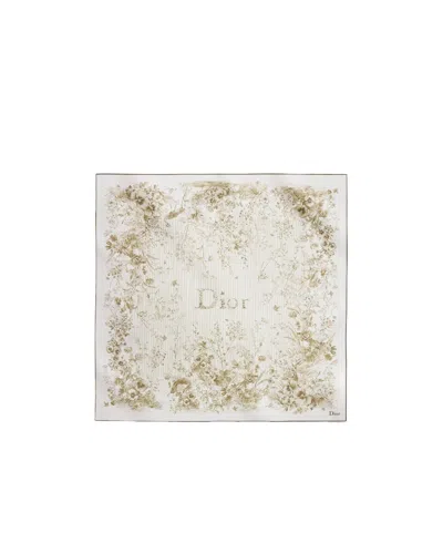 Dior Iviera Toile De Jouy Floral Garden90 Square Scarf In White