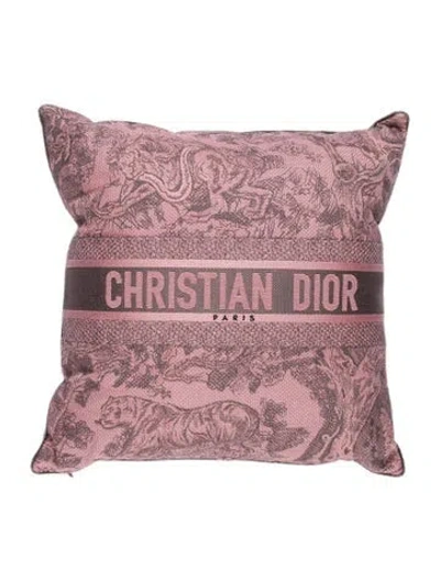 Pre-owned Dior Iviera Toile De Jouy Outdoor Throw Pillow In Pink