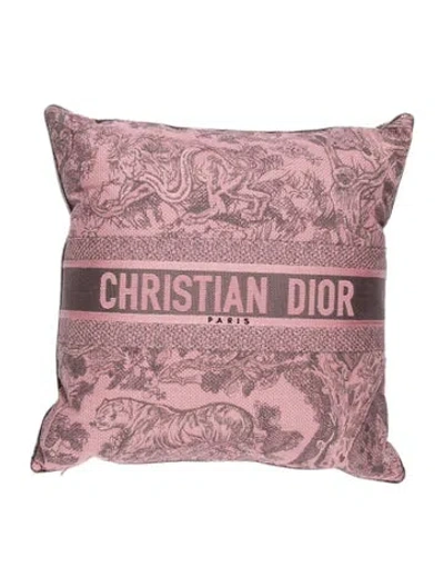 Pre-owned Dior Iviera Toile De Jouy Outdoor Throw Pillow In Pink