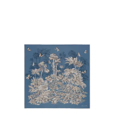Dior Iviera Toile De Jouy Palms 90 Square Scarf In Blue