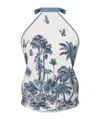 Dior Iviera Toile De Jouy Palms  Silk Top