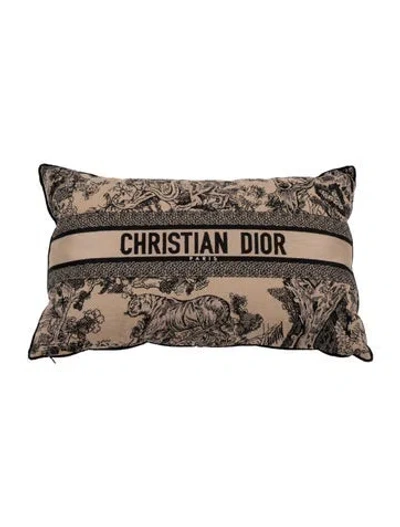 Pre-owned Dior Iviera Toile De Jouy Rectangular Throw Pillow In Black/neutrals