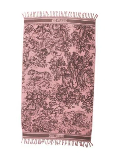 Pre-owned Dior Iviera Toile De Jouy Sauvage Beach Towel In Grey/pink