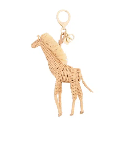Dior Iviera Toile De Jouy Sauvage Giraffe Bag Charm In Brown