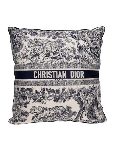 Pre-owned Dior Iviera Toile De Jouy Throw Pillow In Blue