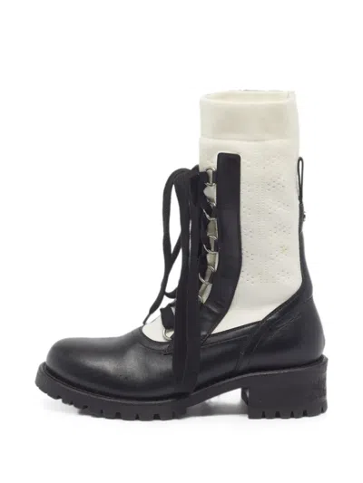 Pre-owned Dior Land Lace-up Combat Boots In Black
