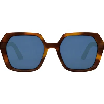 Dior 'midnight S2f 56mm Geometric Sunglasses In Blonde Havana/blue