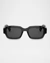 Dior Oblique S2i 52mm Rectangular Sunglasses In Black