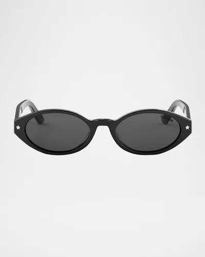 Dior Pacific R1i Oval-frame Acetate Sunglasses In Black