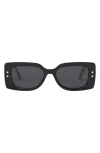 Dior 'pacific S1u 53mm Rectangular Sunglasses In Shiny Black/smoke