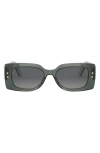 Dior Pacific S1u Square Sunglasses, 53mm In Shiny Dark Green/smoke