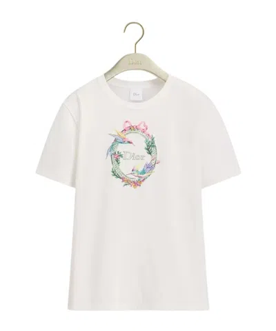 Dior Qixi Embroidered Fitted T-shirt In White