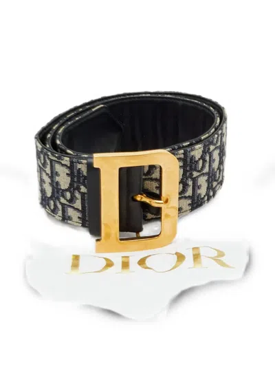 Pre-owned Dior Quake Oblique Belt In Neutral