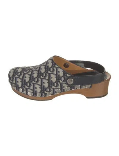 Pre-owned Dior Quake Oblique Jacquard Mules In Gray